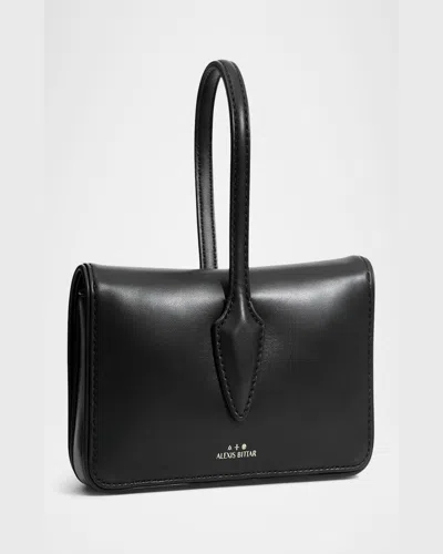 Alexis Bittar Lace-up Leather Wristlet In Black