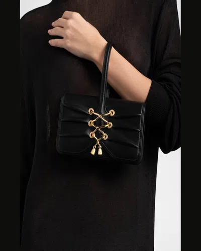 Alexis Bittar Lace-up Leather Wristlet In Black