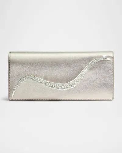 Alexis Bittar Crystal Curve Metallic Leather Clutch Bag In Champagne