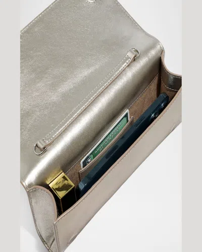 Alexis Bittar Crystal Curve Metallic Leather Clutch Bag In Champagne