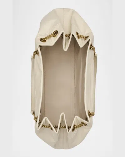 Marc Jacobs The Sack Bag White Shoulder Bag With Logo Embossed On The Front In Leather Woman In Cloud White