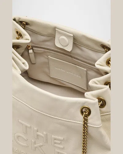 Marc Jacobs The Sack Bag White Shoulder Bag With Logo Embossed On The Front In Leather Woman In Cloud White