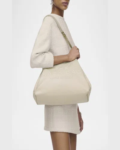 Marc Jacobs The Sack Bag White Shoulder Bag With Logo Embossed On The Front In Leather Woman In Cloud White