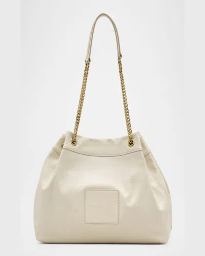 Marc Jacobs The Sack Bag White Shoulder Bag With Logo Embossed On The Front In Leather Woman In Cloud White