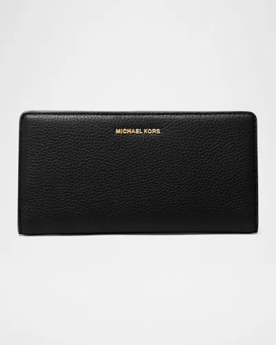 Michael Michael Kors Slim Bryant Wallet With External Zipped Pocket In Black