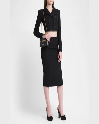 Dolce & Gabbana Sicily Leather Shoulder Bag With Metal Logo Tag In Black