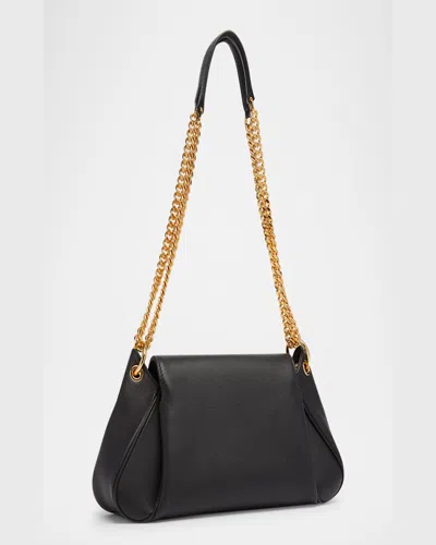 Tom Ford Tara Chain Shoulder Bag In Grain Leather In Black