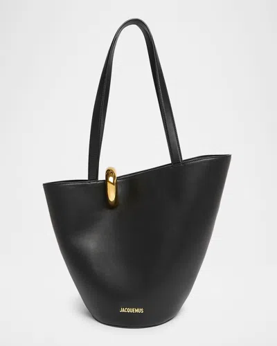Jacquemus Le Petit Bambola Leather Top Handle Bag In Black