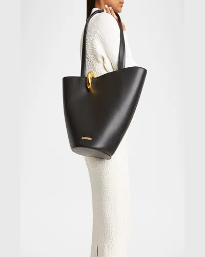 Jacquemus Le Petit Bambola Leather Top Handle Bag In Black