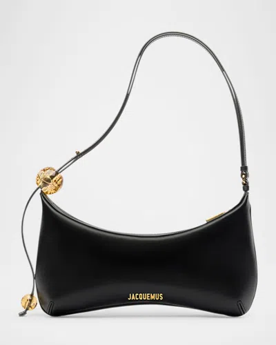 Jacquemus Le Bisou Perle Smooth Leather Bag In Black