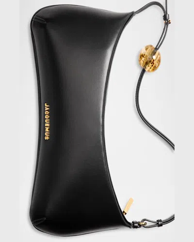 Jacquemus Le Bisou Perle Smooth Leather Bag In Black