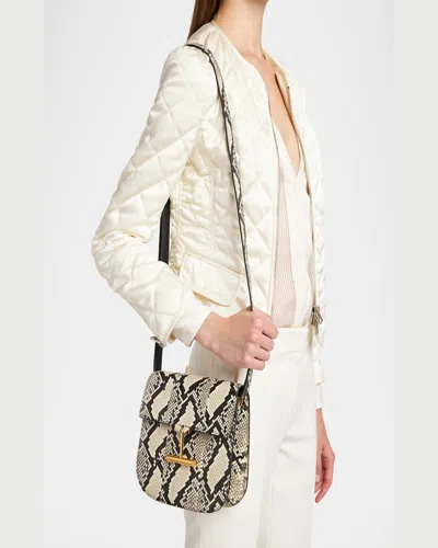 Tom Ford Tara Mini Crossbody Bag In Python-printed Leather In Roccia