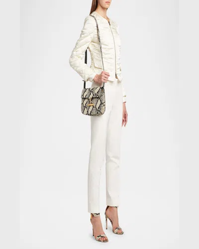 Tom Ford Tara Mini Crossbody Bag In Python-printed Leather In Roccia