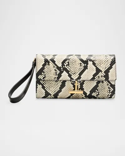 Tom Ford Tara Pouch Wristlet In Python-print Leather In Roccia