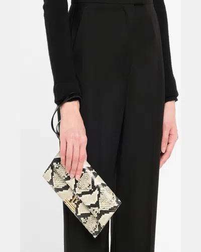Tom Ford Tara Pouch Wristlet In Python-print Leather In Roccia