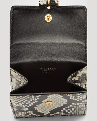 Tom Ford Calfskin Leather Card Holder With Design In Multicolor