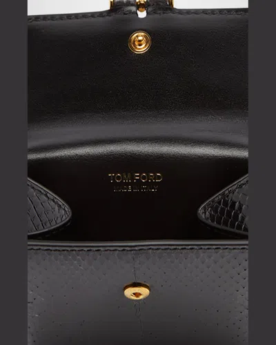 Tom Ford Black Grain Leather Tara Compact Wallet In 1n001 Black