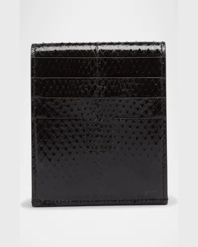 Tom Ford Black Grain Leather Tara Compact Wallet In 1n001 Black