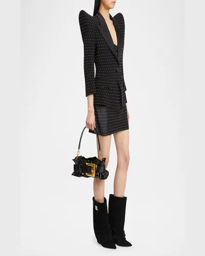 Balmain Mini Anthem Bag In Embossed Crocodile-print Calfskin In Black