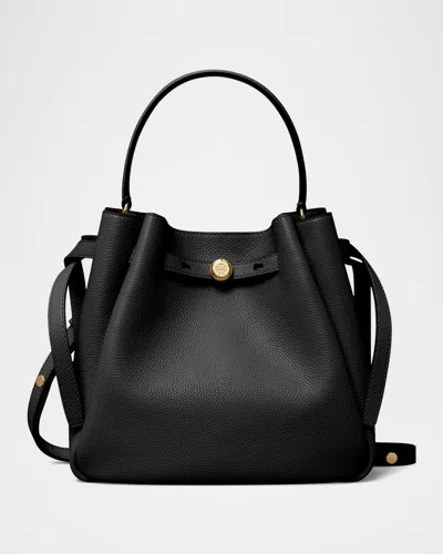 Tory Burch Romy Pebbled Small Bucket Bag Black