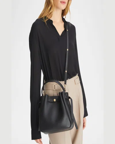 Tory Burch Romy Pebbled Small Bucket Bag Black