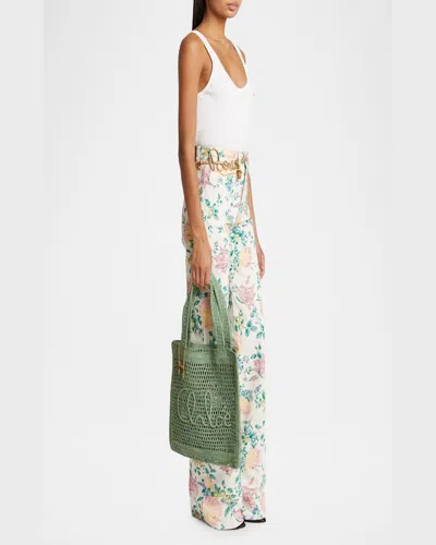 Chloé Chloe Women Green Raffia Estate Banana Shopping Bag