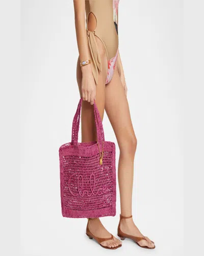 Chloé Chloe Women Fuchsia Raffia Estate Banana Shopping Bag In Pink