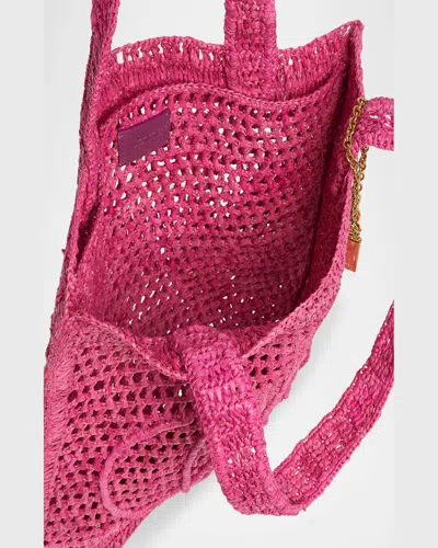 Chloé Chloe Women Fuchsia Raffia Estate Banana Shopping Bag In Pink