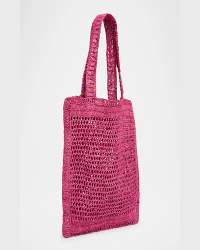 Chloé Chloe Women Fuchsia Raffia Estate Banana Shopping Bag In Pink