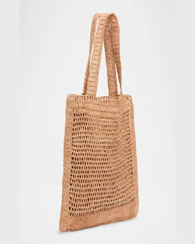 Chloé Chloe Women Antiqued Pink Raffia Estate Banana Shopping Bag In Pattern