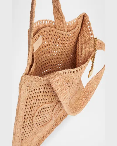 Chloé Chloe Women Antiqued Pink Raffia Estate Banana Shopping Bag In Pattern