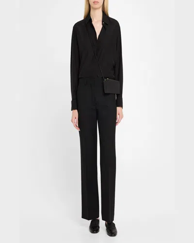 The Row Long Wallet In Smooth Box Calf Leather In Bag Black Ang