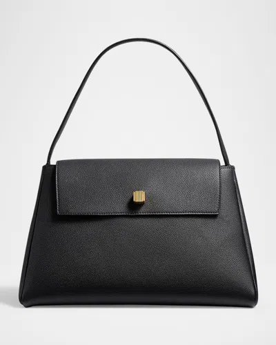 Khaite Audrey Flap Calf Leather Top-handle Bag In Black 200