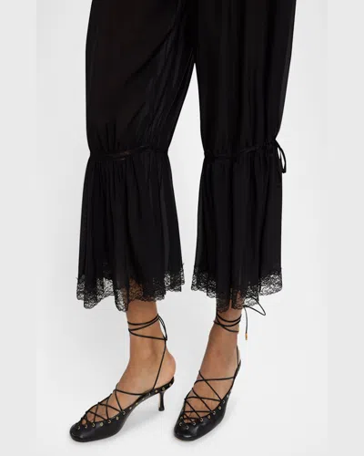 Chloé Drawstring Lace-trim Cropped Pants In Black