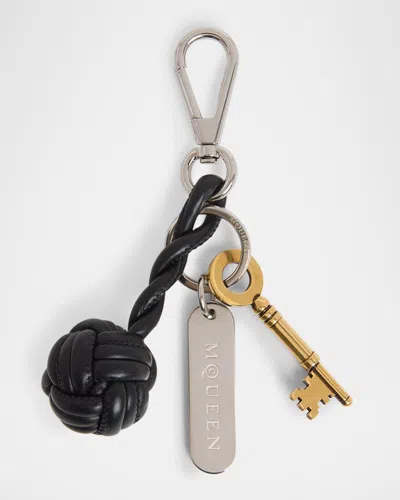 Alexander Mcqueen Knot-charm Keyring In Black