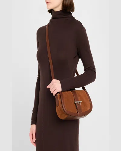 Alexander Mcqueen Mcqueen Mini T-bar Shoulder Bag In Dark Brown Silver