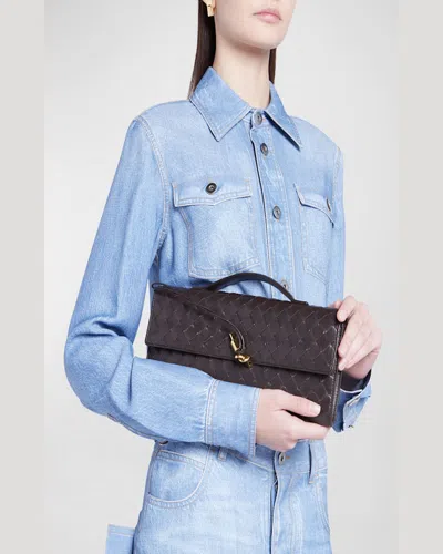 Bottega Veneta Long Andiamo Intrecciato Leather Clutch In Rose