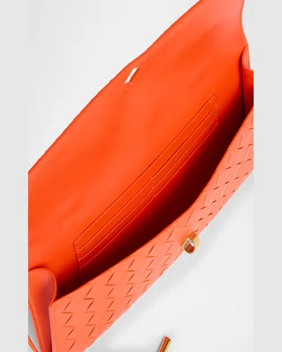 Bottega Veneta Long Andiamo Intrecciato Leather Clutch In Rose