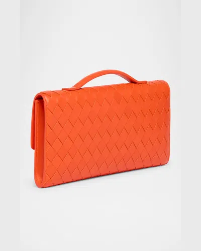 Bottega Veneta Long Andiamo Intrecciato Leather Clutch In Rose