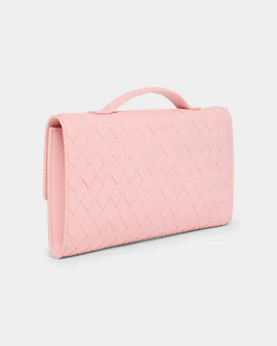 Bottega Veneta Long Andiamo Intrecciato Leather Clutch In Rose