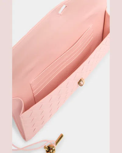 Bottega Veneta Long Andiamo Intrecciato Leather Clutch In Rose