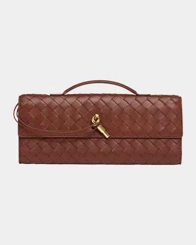 Bottega Veneta Women Andiamo Clutch Bag With Handle In Dark Barolo In Burgundy