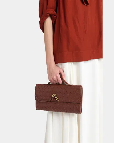 Bottega Veneta Women Andiamo Clutch Bag With Handle In Dark Barolo In Burgundy