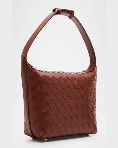 Bottega Veneta Women Wallace Leather Shoulder Bag With Intrecciato Motif In Sapele