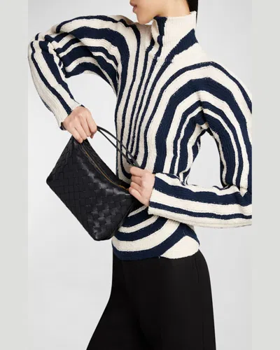 Bottega Veneta Women Wallace Leather Shoulder Bag With Intrecciato Motif In Sapele