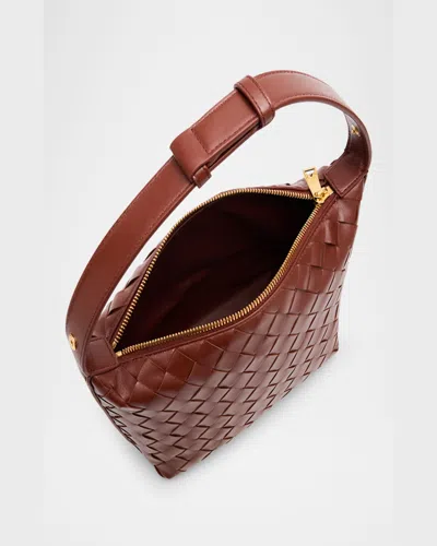 Bottega Veneta Women Wallace Leather Shoulder Bag With Intrecciato Motif In Sapele
