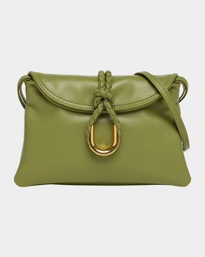 Bottega Veneta Liberta Baby Smooth Calfskin Clutch Bag In Ecru/matcha/brass