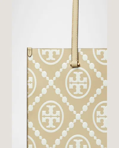 Tory Burch T Monogram Embossed Leather Tote Bag In Beige