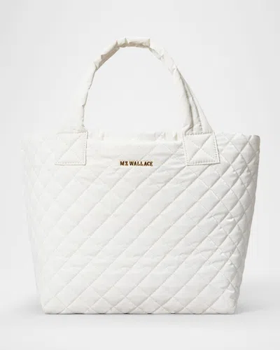 Mz Wallace Metro Deluxe Small Quilted Tote Bag In White