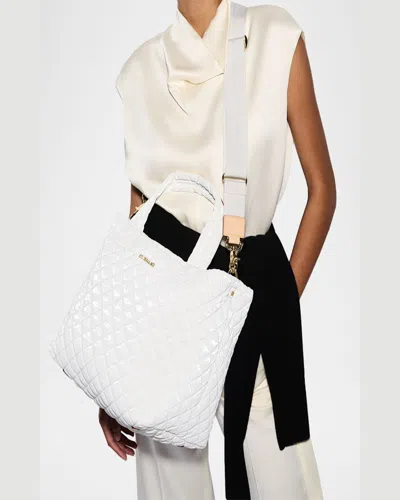 Mz Wallace Metro Deluxe Small Quilted Tote Bag In White